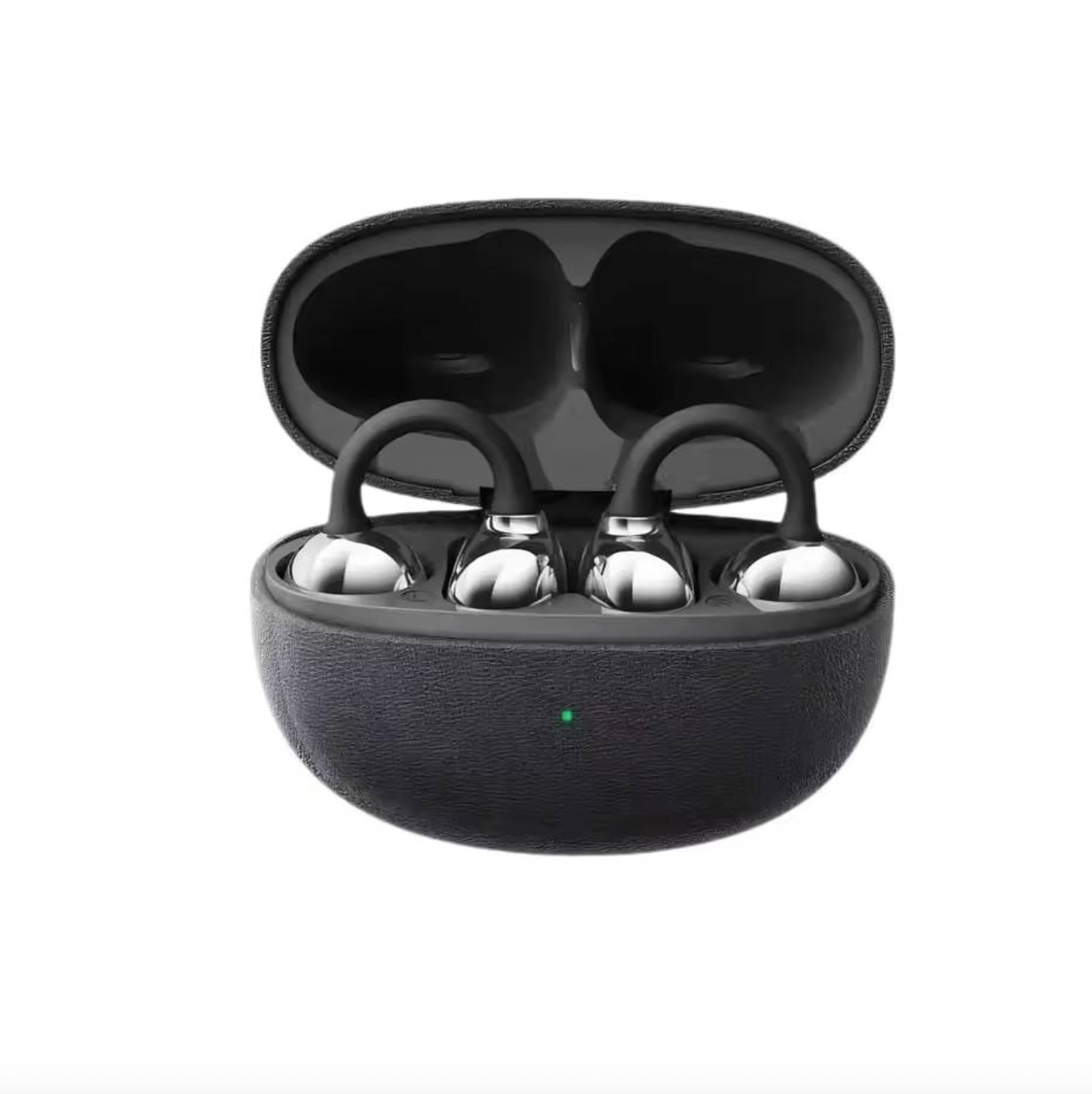 Leather-Texture TWS Wireless Earbuds – Bluetooth 6.0 Open-Ear Sports Ear-Clip Headphones with Long Battery Life