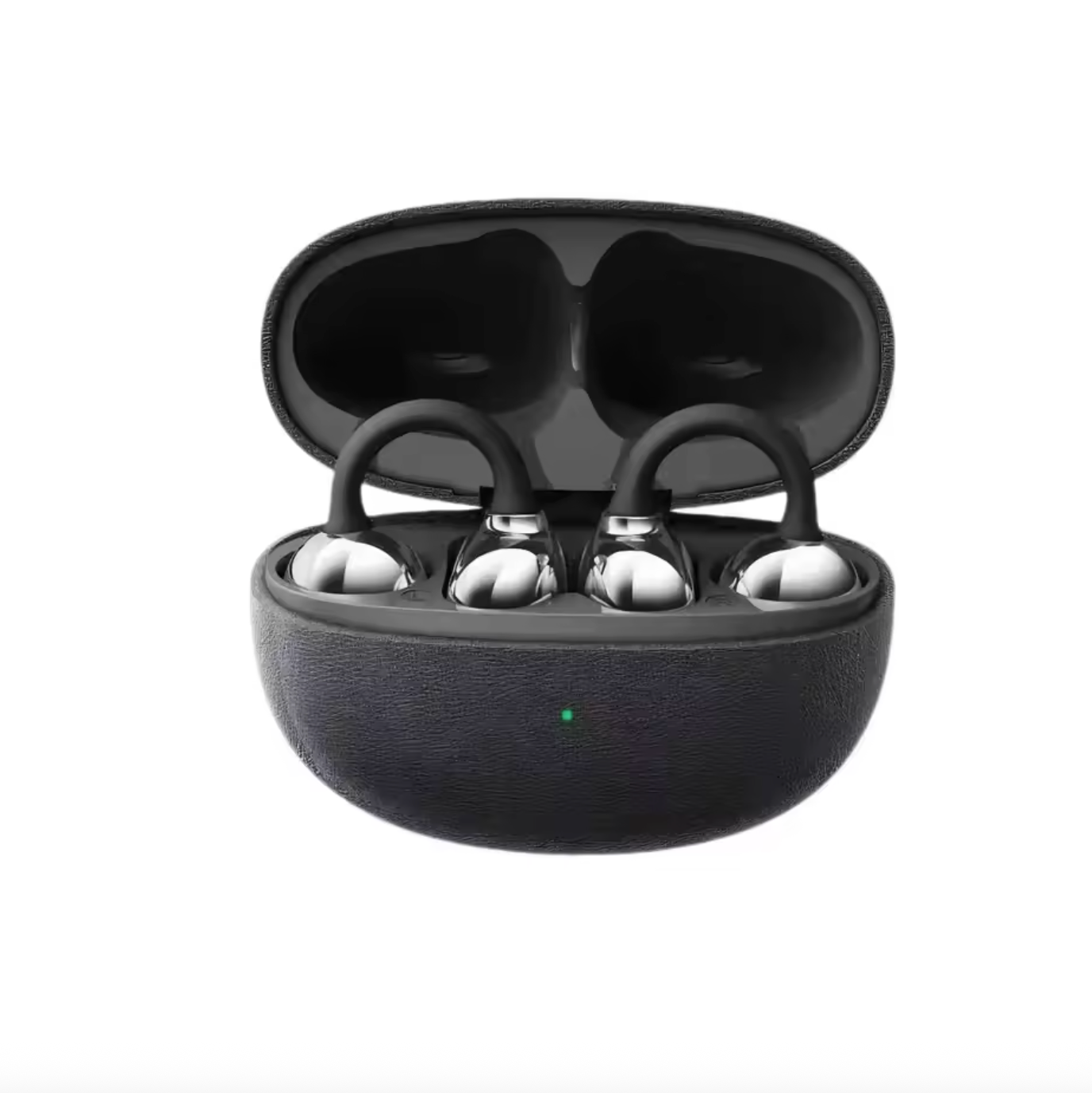 Leather-Texture TWS Wireless Earbuds – Bluetooth 6.0 Open-Ear Sports Ear-Clip Headphones with Long Battery Life